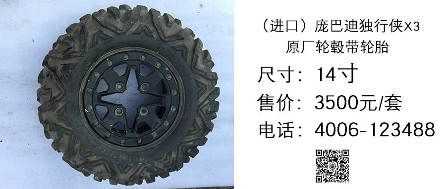 进口 原厂庞巴迪独行侠X3轮毂+轮胎+防脱圈14寸（二手）3500.jpg
